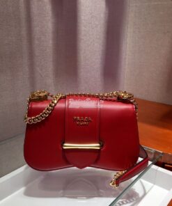 Replica Prada Sidonie Leather Shoulder Bag 1BD184 Red