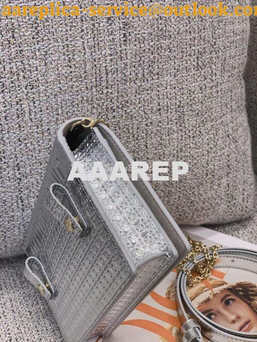 Replica Dior 30 Montaigne 2-in-1 Pouch in Metallic Silver Microcannage 8