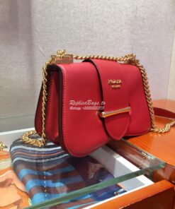 Replica Prada Sidonie Leather Shoulder Bag 1BD184 Red 2