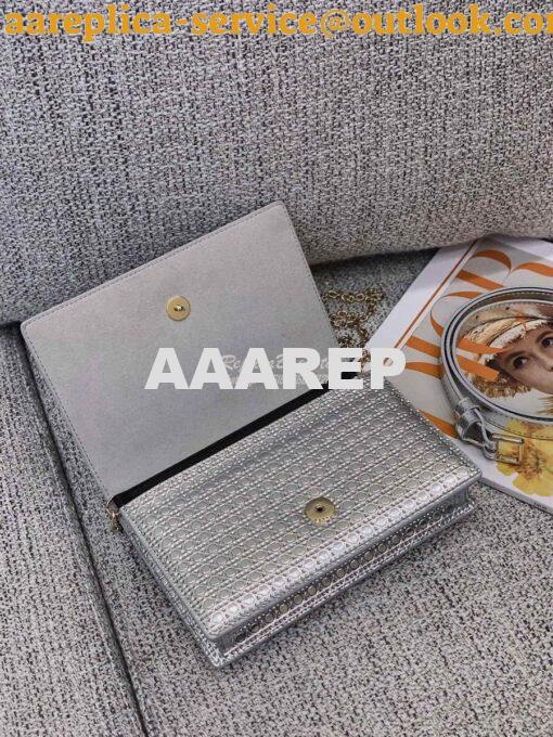 Replica Dior 30 Montaigne 2-in-1 Pouch in Metallic Silver Microcannage 9