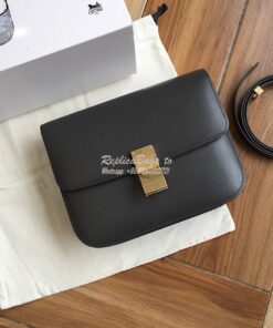 Replica Celine Classic Box Bag in Smooth Calfskin Dark Grey