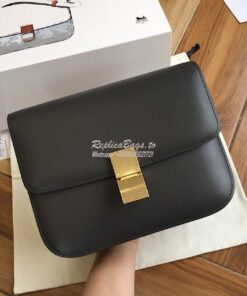 Replica Celine Classic Box Bag in Smooth Calfskin Dark Grey 2