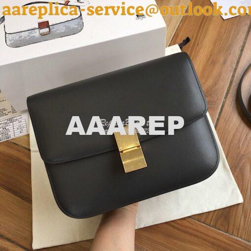 Replica Celine Classic Box Bag in Smooth Calfskin Dark Grey 2