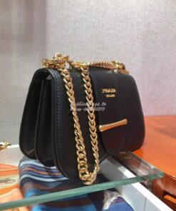 Replica Prada Sidonie Leather Shoulder Bag 1BD184 Black 2