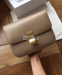 Replica Celine Classic Box Bag in Smooth Calfskin Beige 2