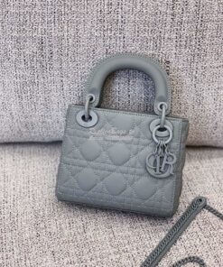 Replica Dior Mini Lady Dior Ultra-Matte Stone Grey Tote Bag