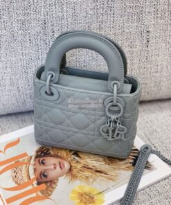 Replica Dior Mini Lady Dior Ultra-Matte Stone Grey Tote Bag 2