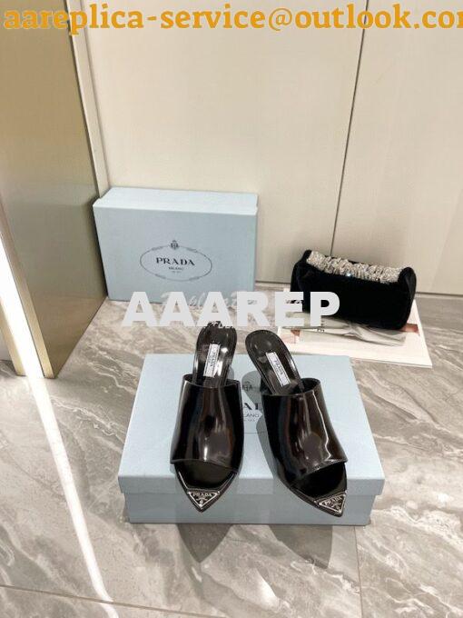 Replica Prada Brushed Leather High-Heel Slides 1XX638