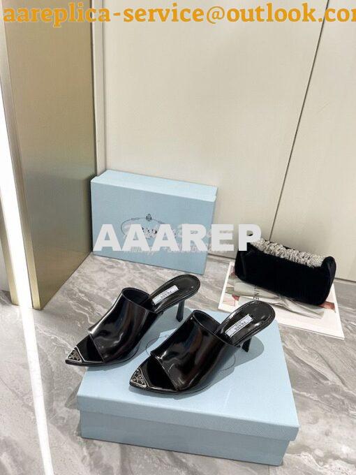 Replica Prada Brushed Leather High-Heel Slides 1XX638 2