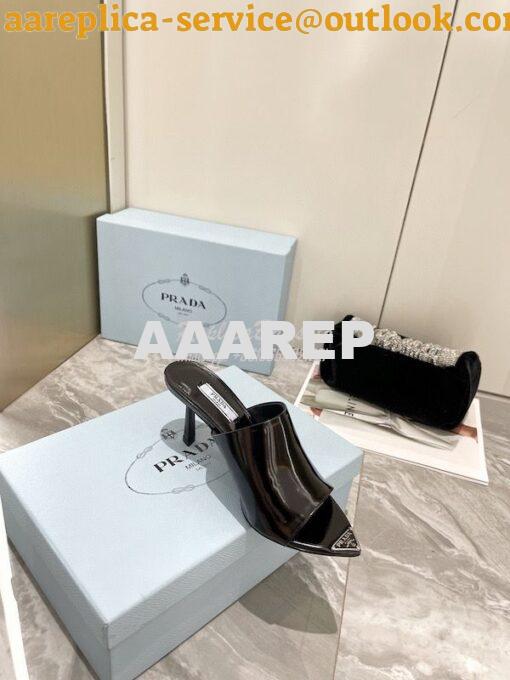 Replica Prada Brushed Leather High-Heel Slides 1XX638 5