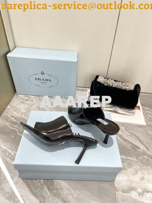 Replica Prada Brushed Leather High-Heel Slides 1XX638 7