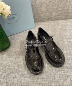 Replica Prada Patent-leather Mary Jane T-strap Shoes 1E834M