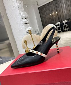 Replica Valentino Rockstud Slingback Pump With Sculpted Heel in Kidski 2