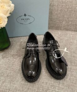 Replica Prada Brushed-leather Derby Shoes 1E877M 2