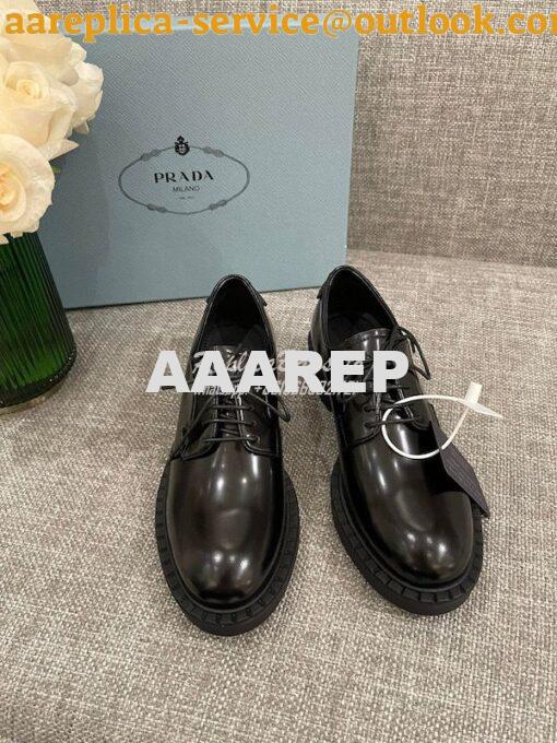 Replica Prada Brushed-leather Derby Shoes 1E877M 2