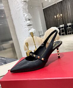 Replica Valentino Rockstud Slingback Pump With Sculpted Heel in Kidski 2