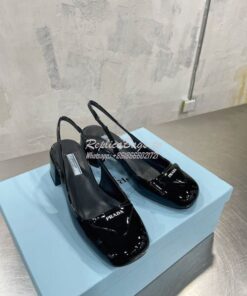 Replica Prada Patent Leather Slingback Pumps 1I767