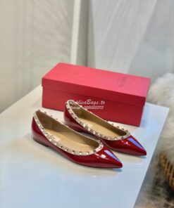 Replica Valentino Garavani Patent Rockstud Ballet Flat Wine