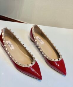 Replica Valentino Garavani Patent Rockstud Ballet Flat Wine 2