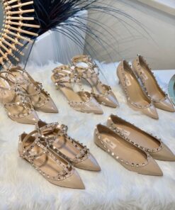 Replica Valentino Garavani Patent Rockstud Ballet Flat Nude