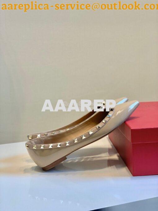 Replica Valentino Garavani Patent Rockstud Ballet Flat Nude 5