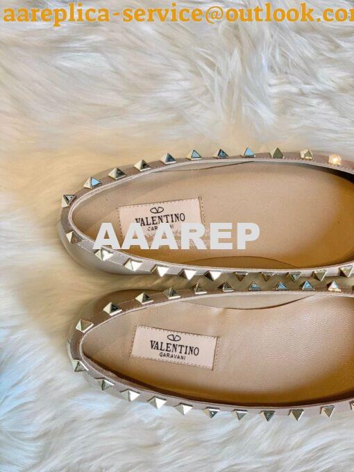 Replica Valentino Garavani Patent Rockstud Ballet Flat Nude 7