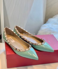 Replica Valentino Garavani Patent Rockstud Ballet Flat Green