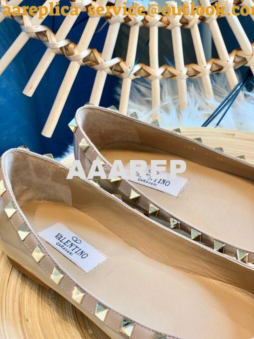 Replica Valentino Garavani Patent Rockstud Ballet Flat Nude 8