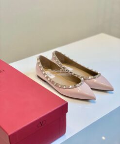 Replica Valentino Garavani Patent Rockstud Ballet Flat Pink