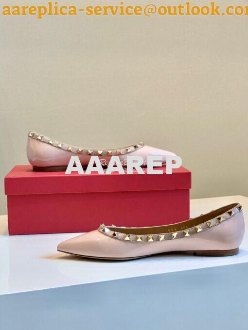 Replica Valentino Garavani Patent Rockstud Ballet Flat Pink 2