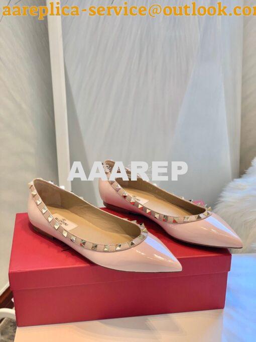 Replica Valentino Garavani Patent Rockstud Ballet Flat Pink 3