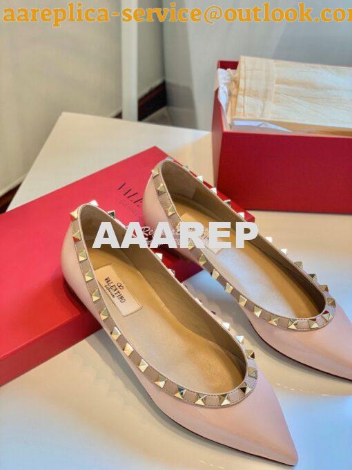 Replica Valentino Garavani Patent Rockstud Ballet Flat Pink 4