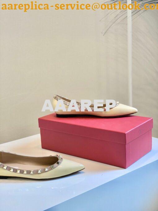 Replica Valentino Garavani Patent Rockstud Ballet Flat Ivory 3