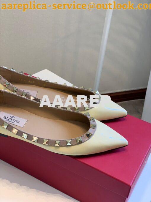 Replica Valentino Garavani Patent Rockstud Ballet Flat Ivory 4