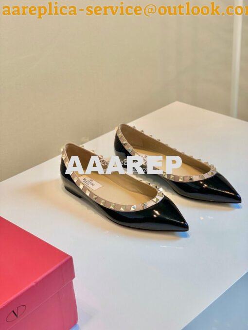 Replica Valentino Garavani Patent Rockstud Ballet Flat Black