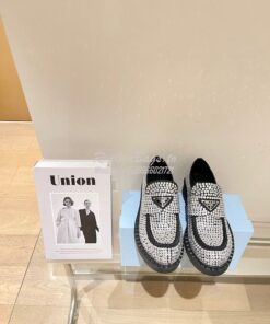 Replica Prada Satin Loafers With Crystals 2DE135