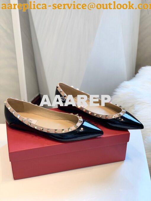 Replica Valentino Garavani Patent Rockstud Ballet Flat Black 3