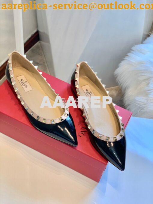 Replica Valentino Garavani Patent Rockstud Ballet Flat Black 4