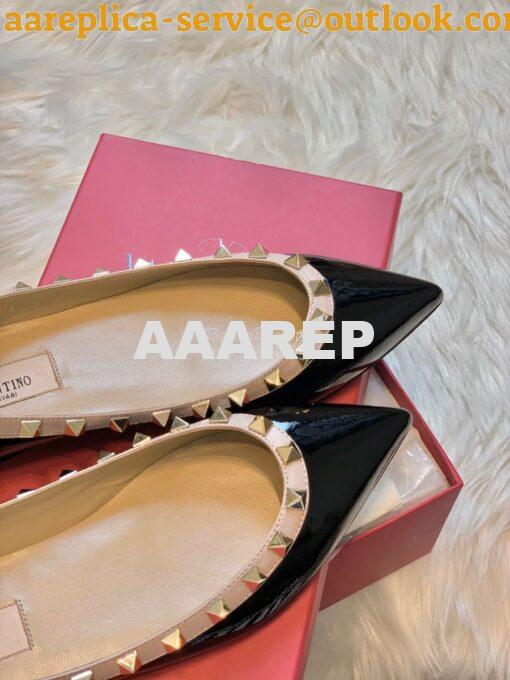 Replica Valentino Garavani Patent Rockstud Ballet Flat Black 7