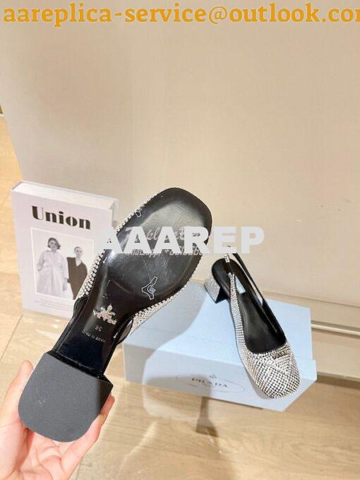 Replica Prada Satin Slingback Pumps With Crystals 1I758M 10