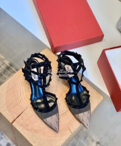 Replica Valentino Rockstud Lace Cage Pump 65mm Black