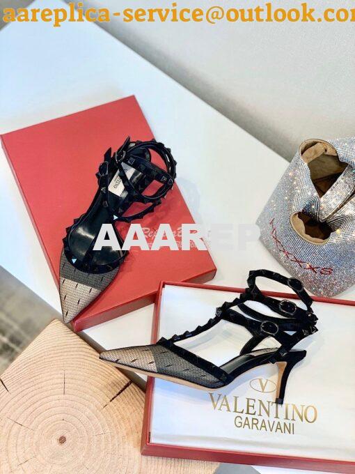 Replica Valentino Rockstud Lace Cage Pump 65mm Black 4