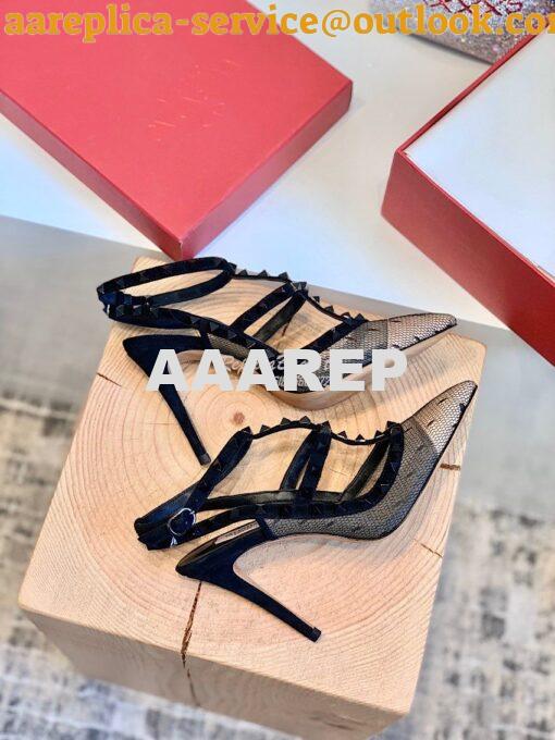 Replica Valentino Rockstud Lace Ankle Strap Pump 85mm Black 9