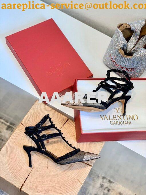 Replica Valentino Rockstud Lace Cage Pump 65mm Black 5