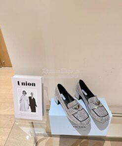 Replica Prada Satin Loafers With Crystals 1D752M