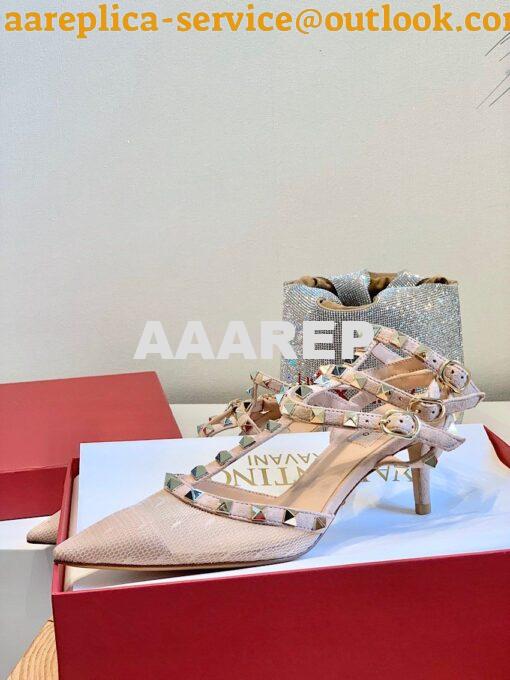 Replica Valentino Rockstud Lace Cage Pump 65mm Nude 4