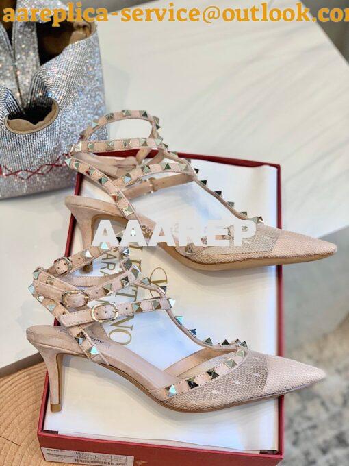 Replica Valentino Rockstud Lace Cage Pump 65mm Nude 6