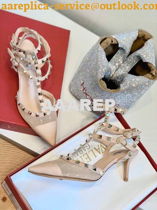 Replica Valentino Rockstud Lace Cage Pump 65mm Nude 7