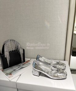 Replica Prada Metallic Leather Pumps 1I771M Silver 2