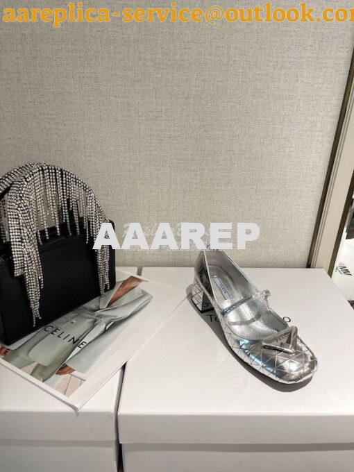 Replica Prada Metallic Leather Pumps 1I771M Silver 6